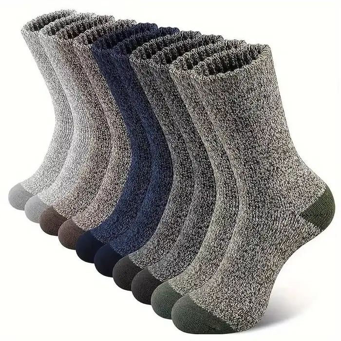 5 paires de chaussettes mi-mollet en laine mérinos pour hommes et femmes, chaussettes d'hiver thermi