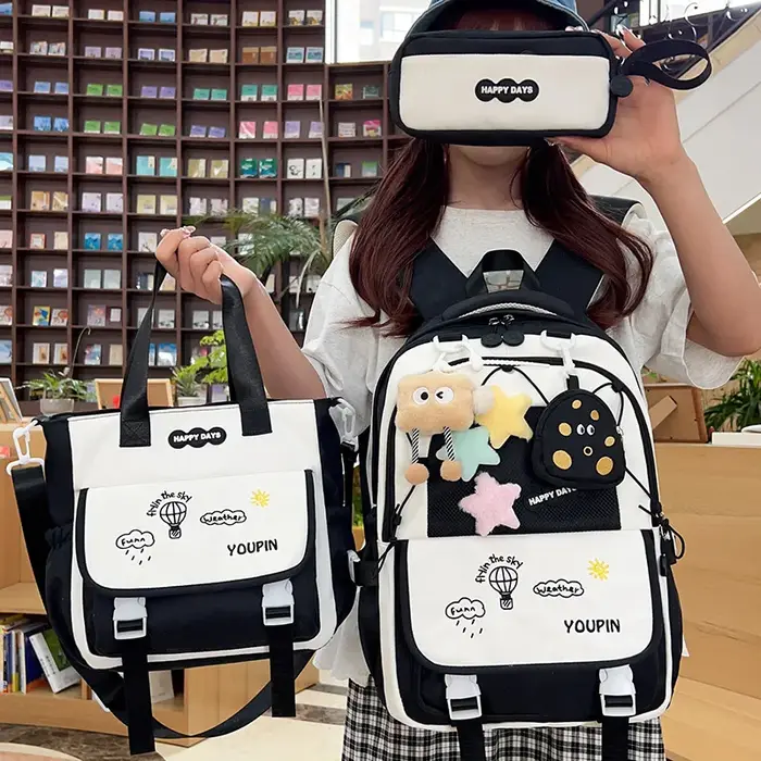 3 pièces/ensembles sacs d'école en Nylon pour adolescentes Kawaii femmes