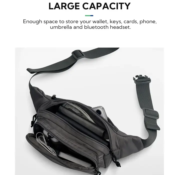 WATERFLY Fanny Pack taille Packs grand sac à bandoulière pour femmes hommes avec 7 poches zippées sangle