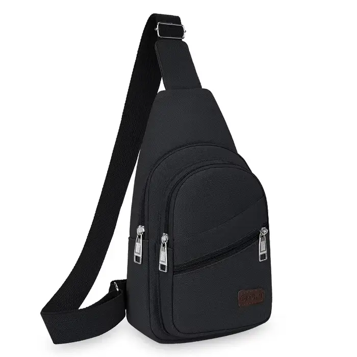 Sac de poitrine pour homme, sac à bandoulière rétro en toile imperméable, grande capacité, multi-poc