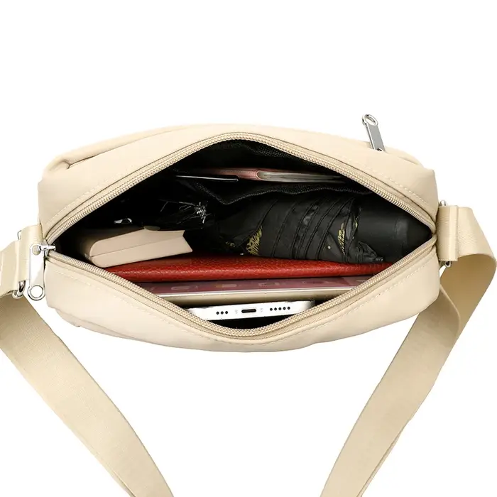 Sac à dos de bureau pour femme de grande capacité - sac en tissu nylon imperméable - sac à bandoulière simple multi-compartiments à la mode - tendance