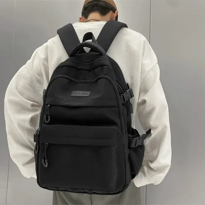 Sac à dos de couleur unie de grande capacité pour lycéens