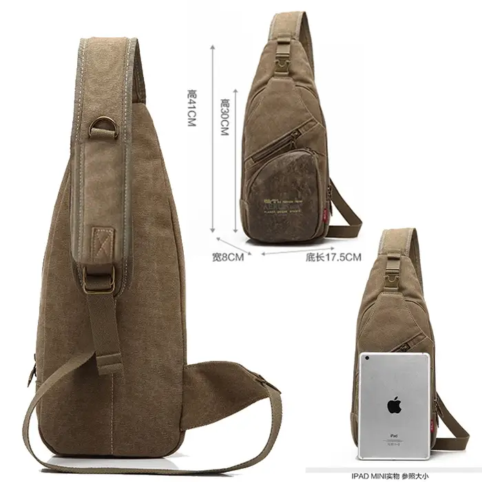 Sac de poitrine en toile pour hommes