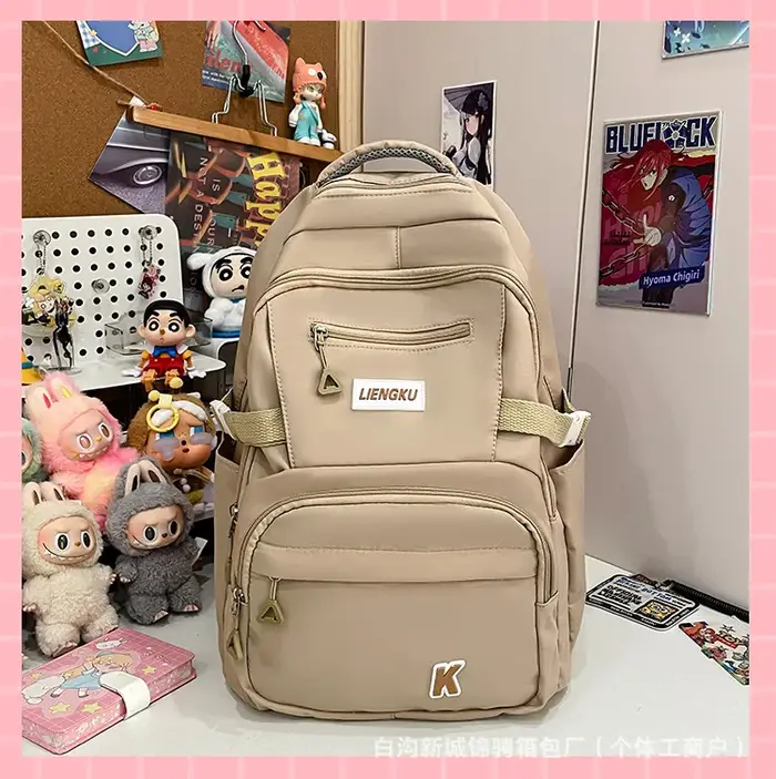 Sac à dos scolaire grande capacité multi-compartiments style INS pour filles du collège, sac à dos p