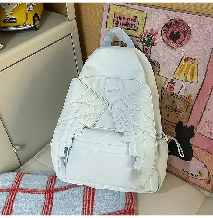 Sac à dos en nylon Sweet Wings pour femmes, grande capacité, léger, pour étudiantes, style girly, co