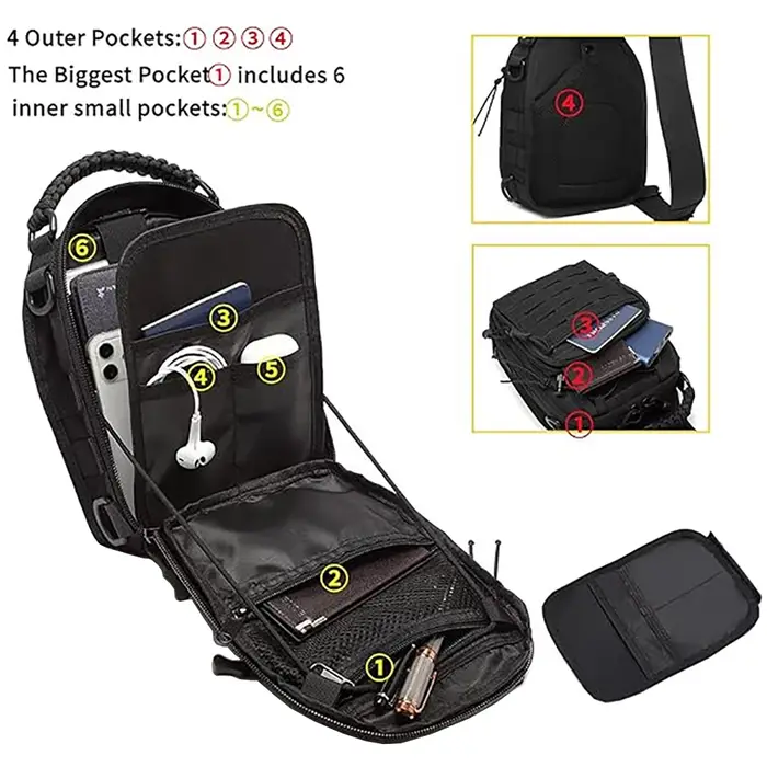 Sac à dos tactique à bandoulière pour hommes et femmes