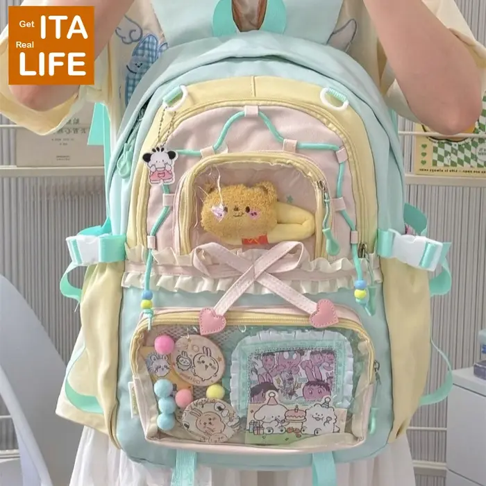 Italife Dopamine Anmie clair Ita sac à dos pour femmes retour à l'école japon fille gros volants Ita