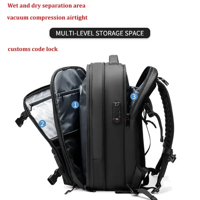 Sac à dos à compression sous vide pour ordinateur portable, sac à dos de voyage pour hommes, grande