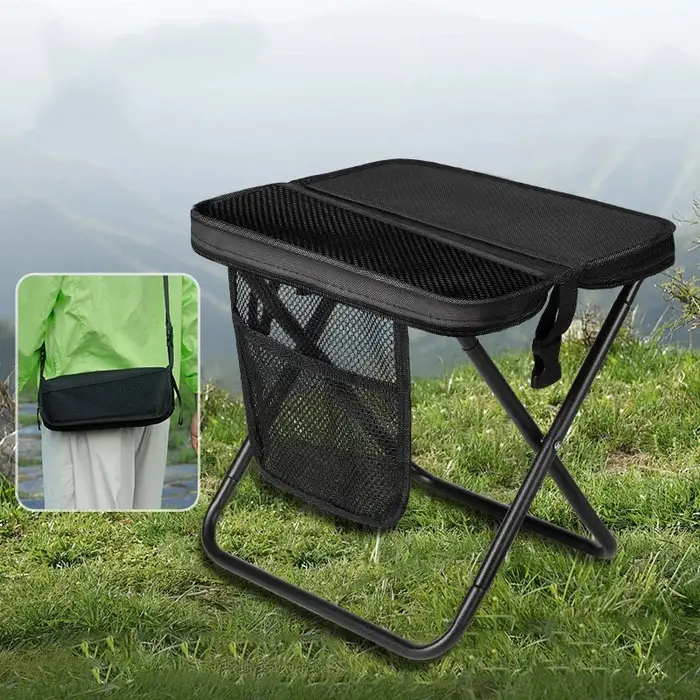 Tabouret pliant portable léger avec sac pour voyage, camping et randonnée