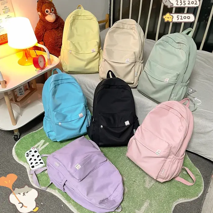Doux doux fille couleur unie grande capacité étudiant sac à dos nouveau style pour hommes et femmes étudiants simple à la mode